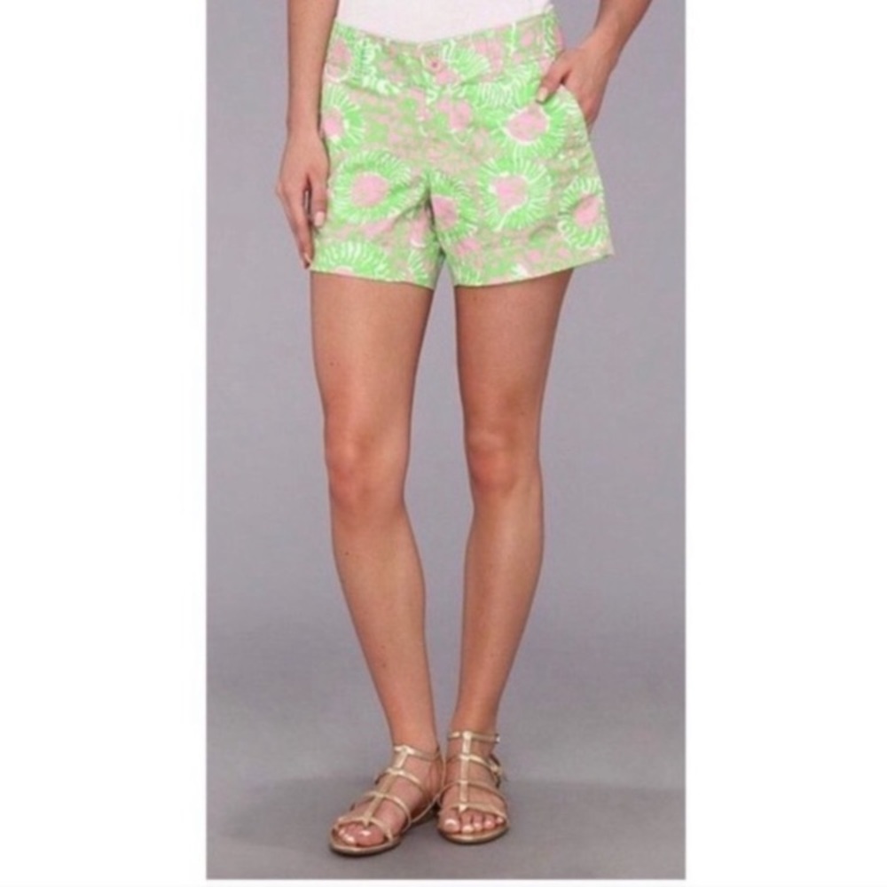 Lilly Pulitzer The Callahan Shorts Sunny Side Lion Print Green Safari Size 4 - Picture 7 of 7